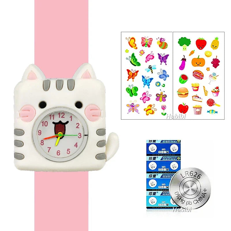 Boys Girls Watches Baby Kindergarten Party Gift Children Study Time Toy Wristwatches Slap Bracelet Clock Cartoon Kids Watches 22