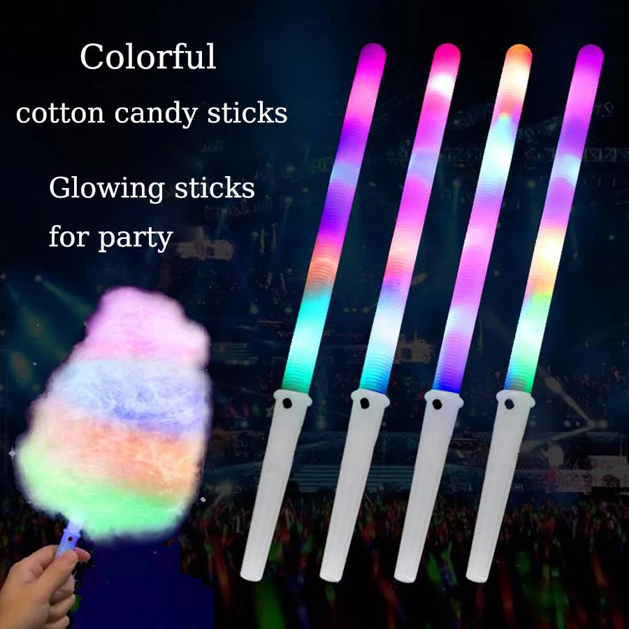 10/20/30 PCS 3 Modes 31.5cm Colorful LED Glow Sticks Cotton Candy Marshmallows Sticks LED Light Tubes Party Props Party Supply