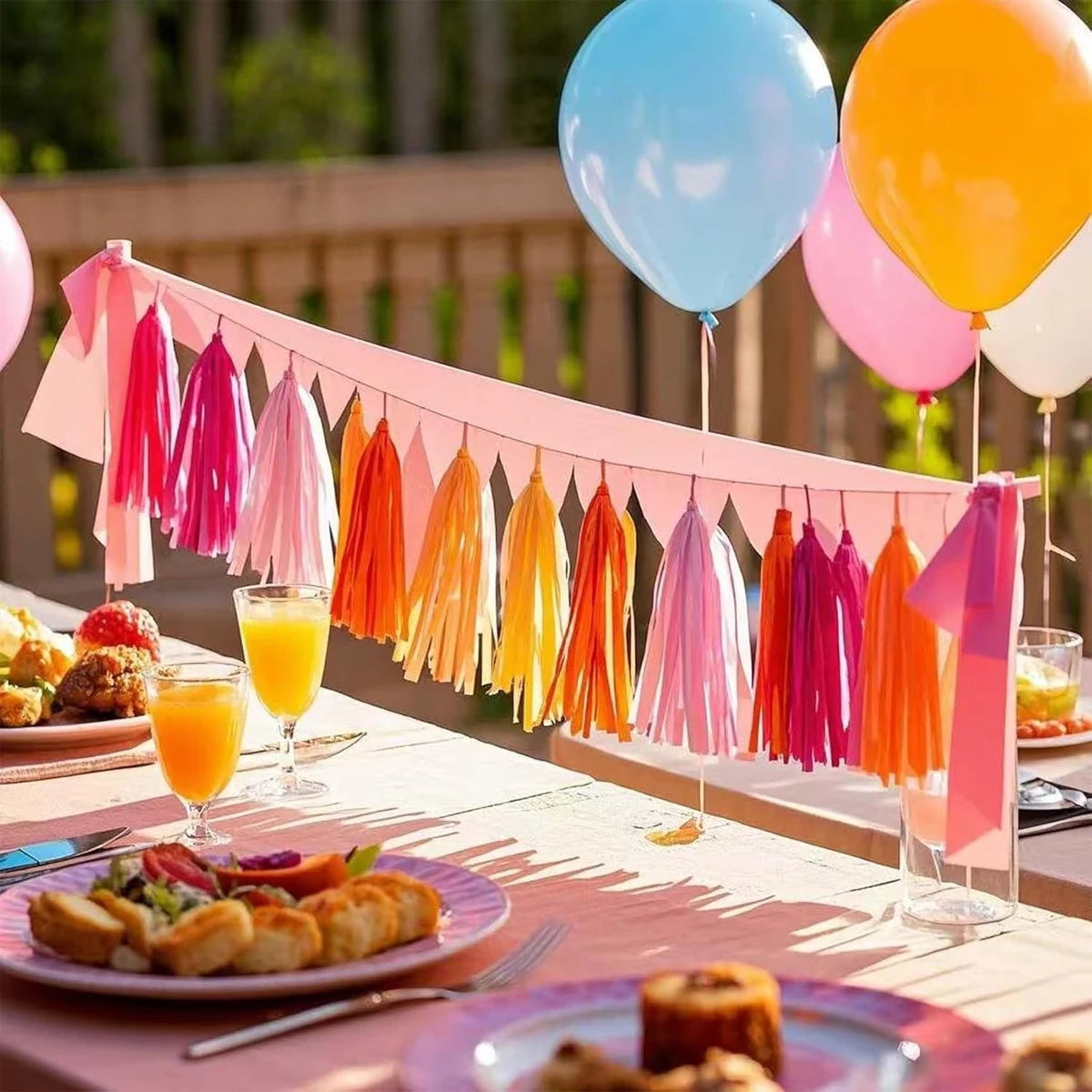 15Pcs Vibrant Tassel Garland Banners - Ideal for Birthday, Halloween, Christmas, Weddings Party Decorations and Home Decorations