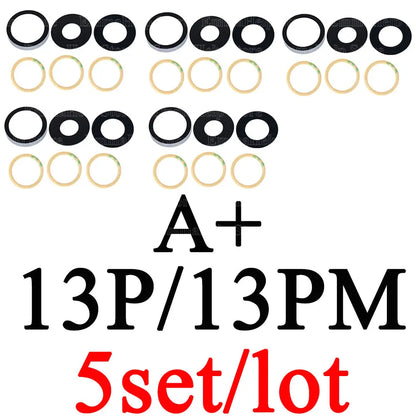 5pcs A+ Back Camera Glass for iPhone 15 Pro Max 14 13 Mini 12 11 XS Rear Camera Glass Lens Cover Holder Parts