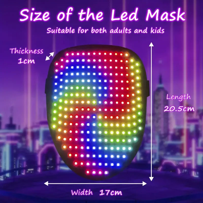LED Mask with Gesture Sensing, Light up Mask with Face Transforming, Cool Halloween Mask for Men Women Costume Cosplay Party