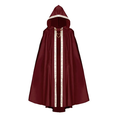 Halloween Retro Pastoral Ribbon Edge Hooded Cloak Medieval Renaissance Lace Cloak Anime Costume Carnival Party Cosplay Jacket