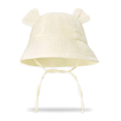 INS Summer Baby Solid Color Gauze Basin Hat New Rabbit Ear Fisherman Hat for Kids Sun Hat