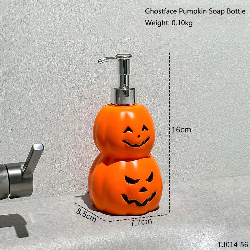 Halloween Double Layer Pumpkin Lotion Dispenser Funny Face Pump Bottle Bathroom Sink Hand Soap Holiday Desktop Decor Ornament