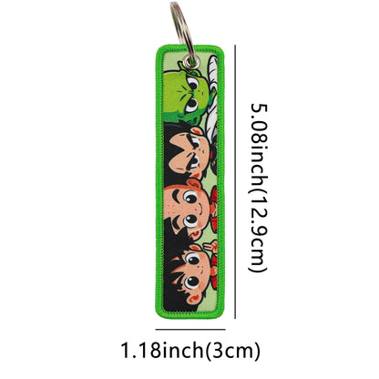 Popular Anime Character Embroidery Keychain Cool Cartoon Key Tag Motorcycles Cars Backpack Chaveiro Fashion Keyring Friend Gifts