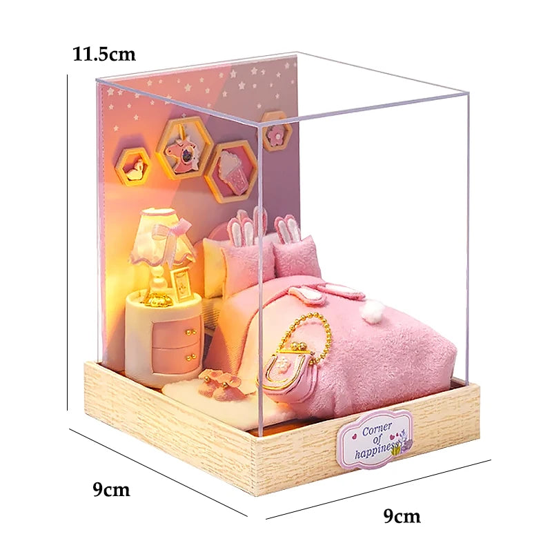 Mini Doll House DIY 3D Puzzle Assembly Building Model Toys Home Bedroom Decoration With Furniture Wooden Craft Gifts DollHouses