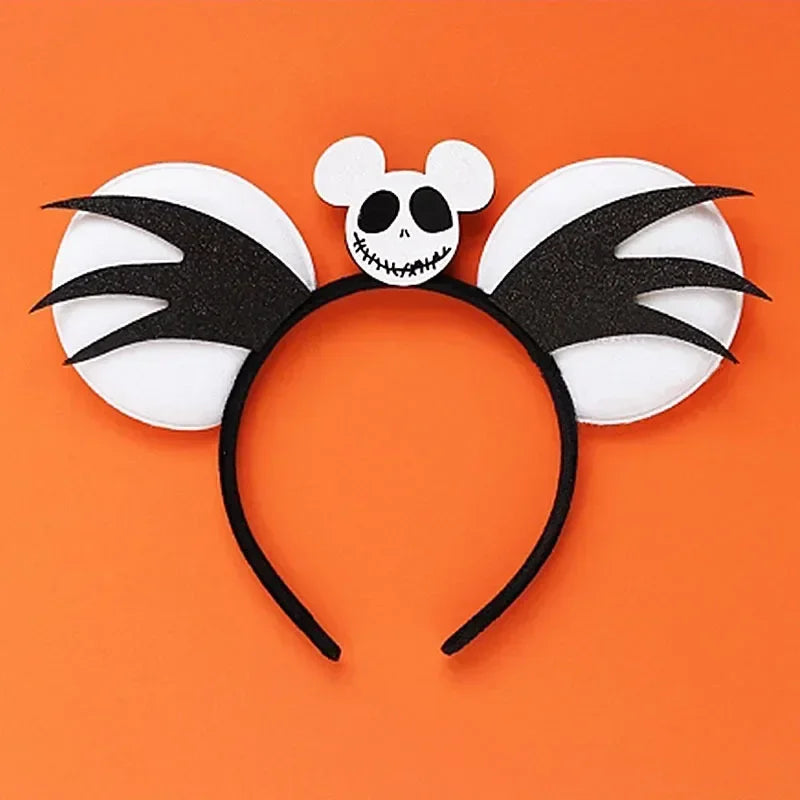 Disney leather Bat Bows Mickey Mouse Ear Headband for Adults Halloween Headwear Women Girls Cosplay Ghost Party Hair Accessories