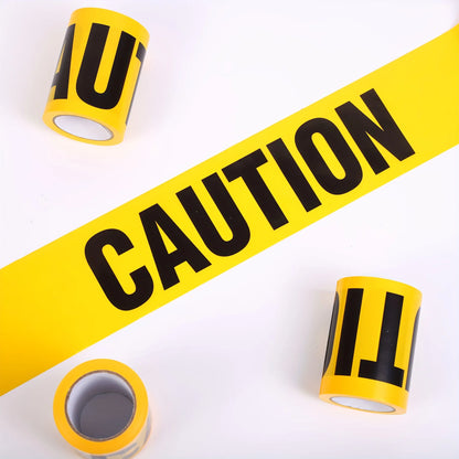 Halloween Danger Tape Yellow Red Barricade Line with Bold Caution Lettering for Horror Party Haunted House Scary Scene Decor