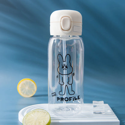 Plastic Water Bottle Water Cup With Straw Simple Large Capacity Portable Drop Resistant And Portable Cup Cartoon Ice Suction Cup