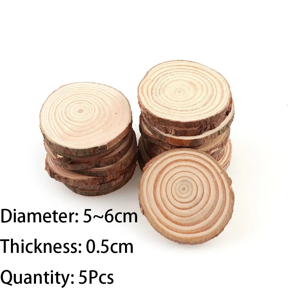 3-16CM/1-10pcsThick Natural Pine Round Unfinished Wood Slices Circles With Tree Bark Log Discs DIY Crafts Wedding Party Painting