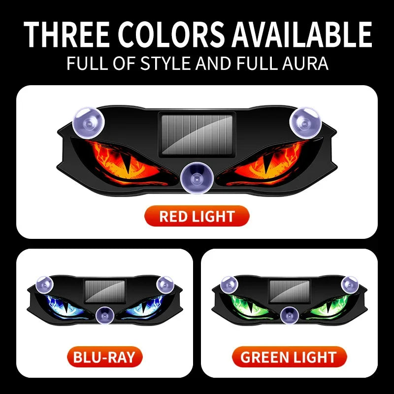 Solar Power Car Decorative Lamps Demon Eyes Light Cool Flashing Warning Light Dynamic Safety Vehicle Signal Lights for Halloween