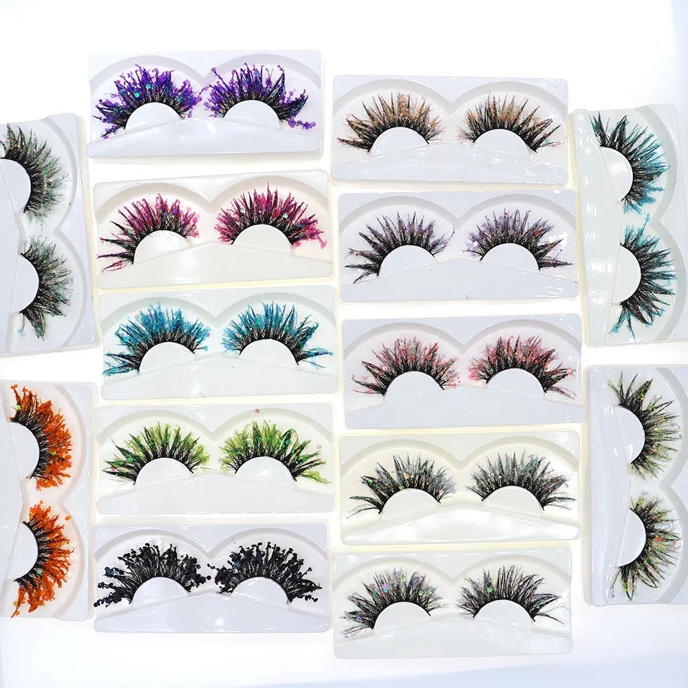 1 Pair Halloween Style Dreamy Sequins Glitter False Eyelashes Whole Strip Fluffy DIY Lashes Cosplay Stage Eye Makeup