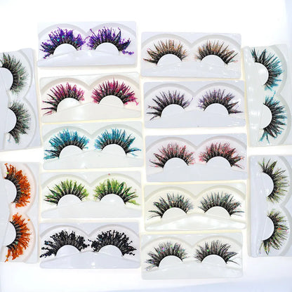 1 Pair Halloween Style Dreamy Sequins Glitter False Eyelashes Whole Strip Fluffy DIY Lashes Cosplay Stage Eye Makeup