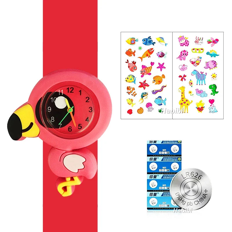 Boys Girls Watches Baby Kindergarten Party Gift Children Study time Toy Wristwatches Slap Bracelet Clock Cartoon Kids Watches