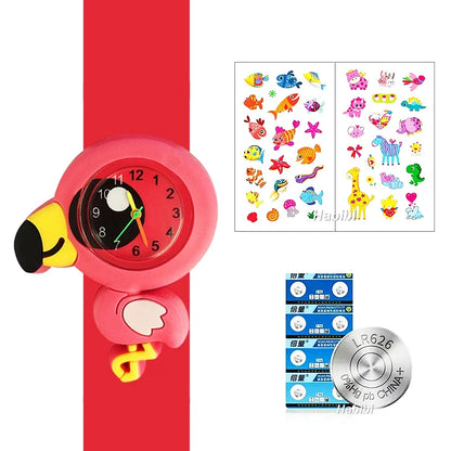 Boys Girls Watches Baby Kindergarten Party Gift Children Study time Toy Wristwatches Slap Bracelet Clock Cartoon Kids Watches