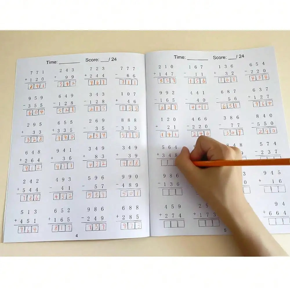 Addition and Subtraction Within 1000 Maths Workbook Primary School Training Book Arithmetic Competition Teaching Aids