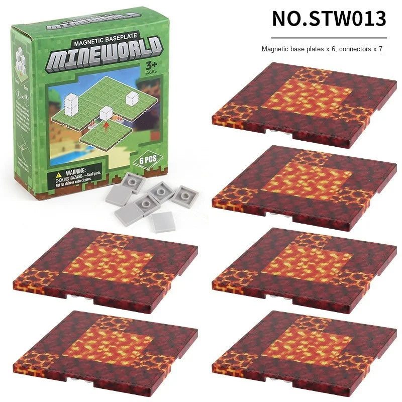 Magnetic Base Plate Variety Baseplates Match Mine World Magnetic Building Blocks Toys for Boys and Girls 3+ DIY Children Toy