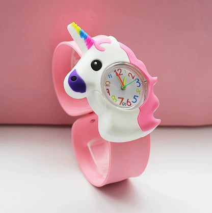 Cartoon Children Watches Baby Study Look The Time Toy Bracelet Kids Slap Watch for Boys Girls Birthday and Christmas Gift Clock