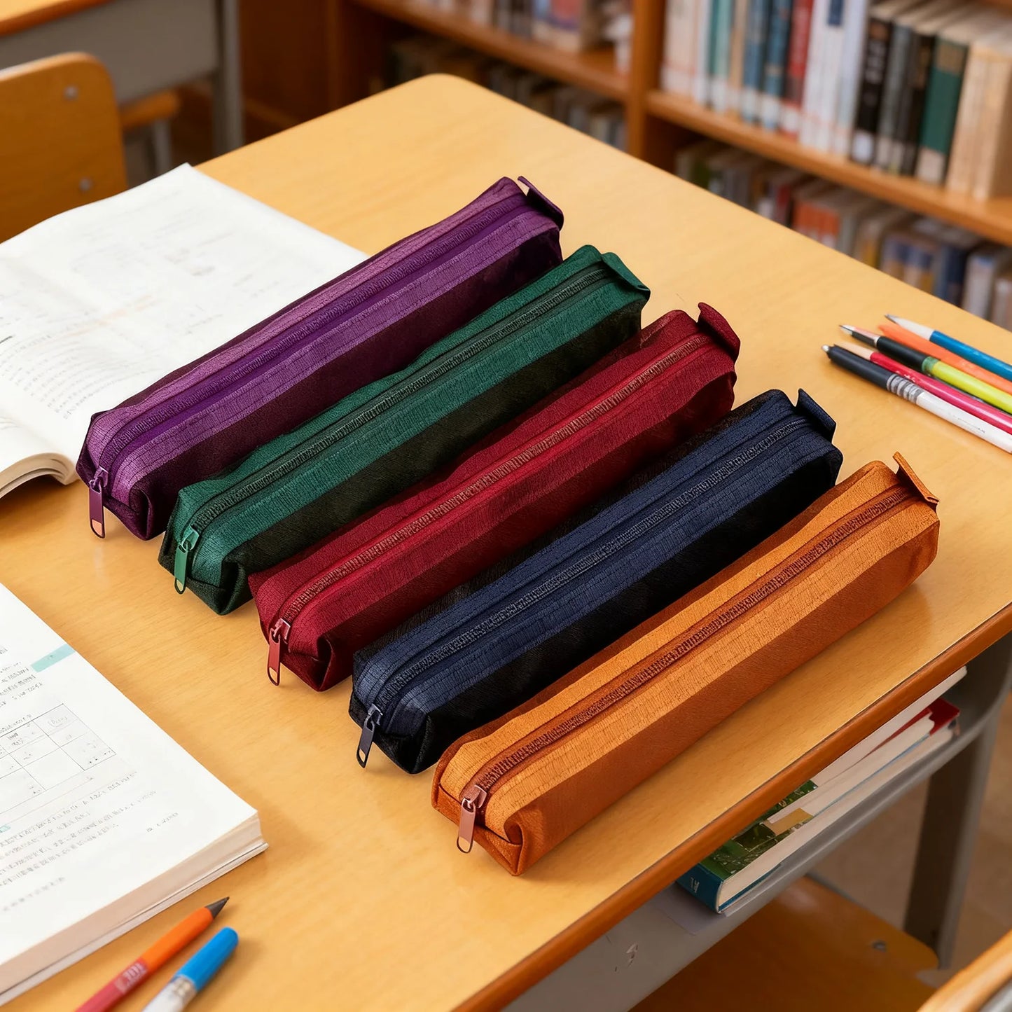 Grid Pencil Case Organizer Portable Exam Pencil Case Multi-Function Zippered Stationery Pouch School Supplies