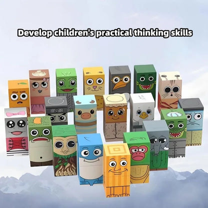 Tung Sahur Magnetic Building Blocks, Children's Toy Building Block Set, DIY Assembly Building Blocks, Desktop Construction