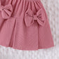 2PCS Winter New Style For 0-3 Year Old Girls, Comfortable Sweet And Cute Bubble Sleeves, Love Chapter Top + Pink Short Skirt Set