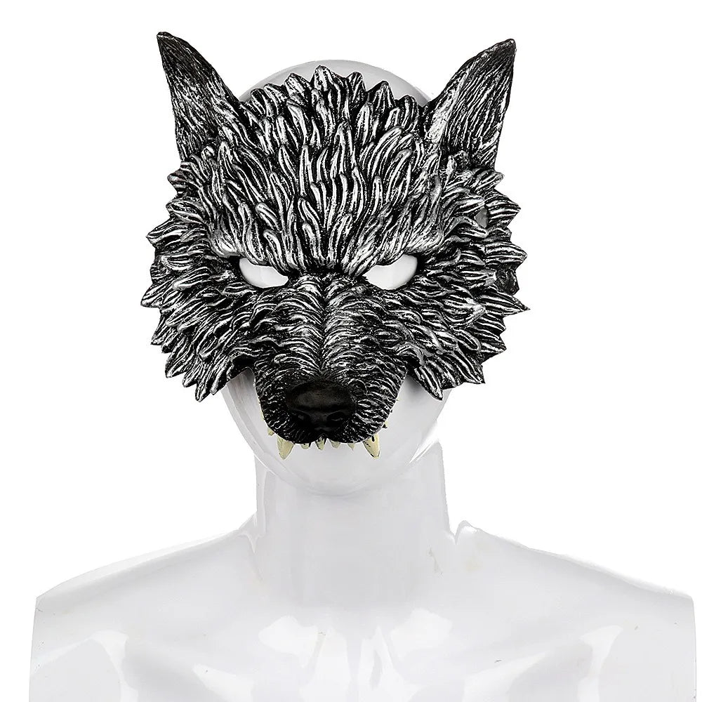 3D Realistic Werewolf Mask Soft PU Foam Wolf Head Mask Mysterious Halloween Cosplay Animal Mask Costume Prop Party Decoration