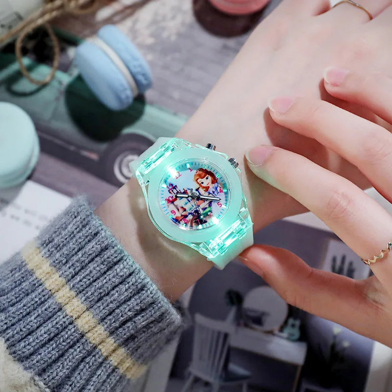 Cartoon Frozen Elsa Princess Fashion Children's Watch Boys and Girls Student Watch with Light Can Be Illuminated at Any Time Fas