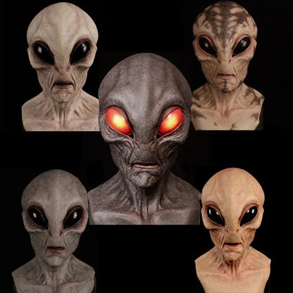 Halloween Alien Mask Cosplay Horror UFO Skull Latex Masks Helmet Carnival Dress Up Party Costume Props