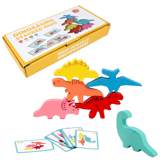 Wooden Balance Blocks Toys For Children Animal Dinosaur Building Stacking High Board Games Wood Montessori Toy Boys Kids Gift