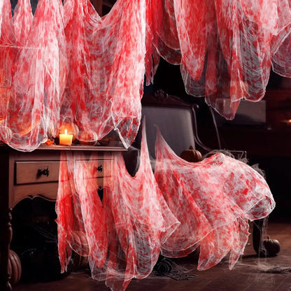 10/1pcs Scary Blood Gauze Cloth for Halloween Outdoor Window Wall Bleeding Scary Cloth Gauze Creepy Home Bar Party Spooky Props