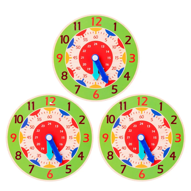 Kids Montessori Wooden Clock Toys Time Learning Teaching Aids Educational Toys For Children Primary School Clever Board Toy