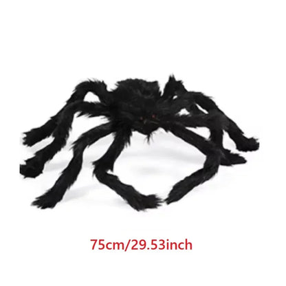 Giant Black Plush Spider Halloween Decoration 30-200cm Horror Haunted House Props Indoor Outdoor Party Scary Decor