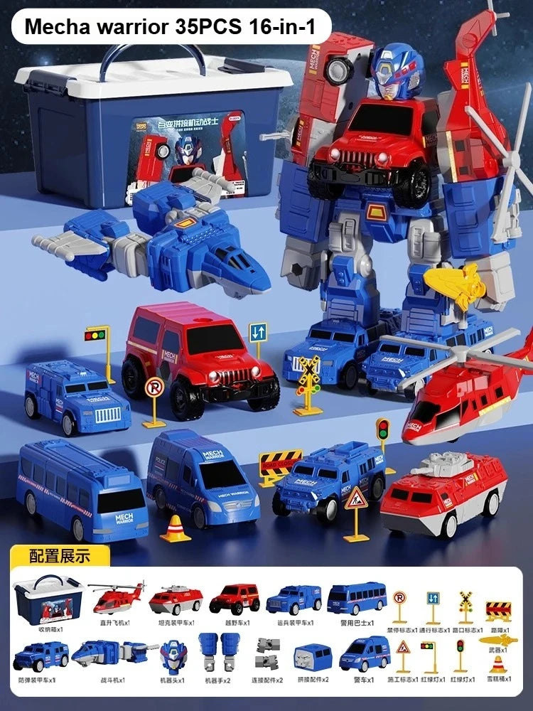 Children's Magnetic Deformation Engineering Car Robot Building Block Toy Set Multi Style Puzzle Assembly Machinery Mech Toy Gift