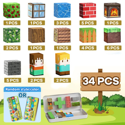 Magnetic Building Blocks Toys with Portable Iron Box STEM Educational Magnet Toys For Kids Boys Girls Gifts