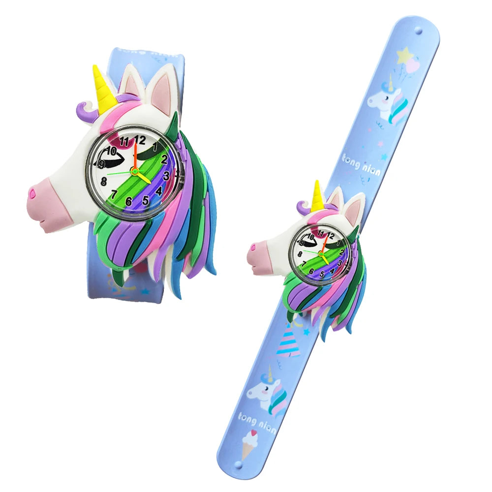 Cartoon Printed Strap Children's Watch Colorful Silicone Baby Birthday Gift Kids Study Time Toy Girls Boys Watch Clock Bracelet