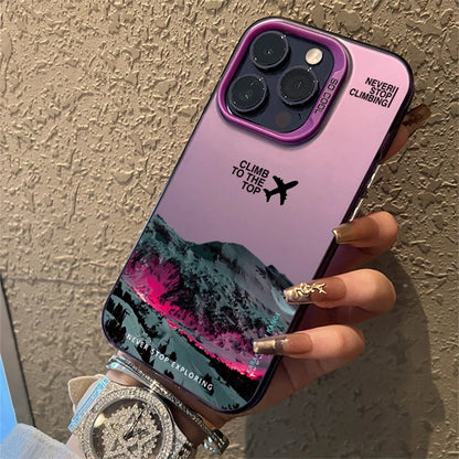 Mountain Peak Aircraft Phone Case for IPhone 18 17 16 14 15 11 12 13 Pro Max 15 16 Plus Air 18promax Shockproof Sunset IMD Cover