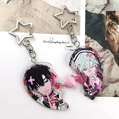 Anime ALIEN STAGE Keychain Till Ivan Heart-Shaped Magnetic Pendant Cute Bag Pendant Key Ring Acrylic Cartoon Girl Gifts