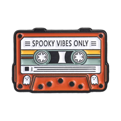 Retro Ghost Claw Machine Enamel Pin Vintage Cassette Camera Spooky Vibes Only Halloween Brooches Lapel Badge Jewelry Gifts