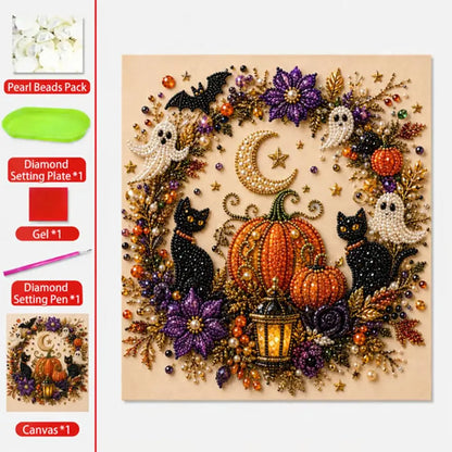 Halloween Ghost Pearl Art Kit for Adults DIY Pearl Painting Craft Kit Beginner Friendly Halloween Pearl Diamond Art Wall Decor