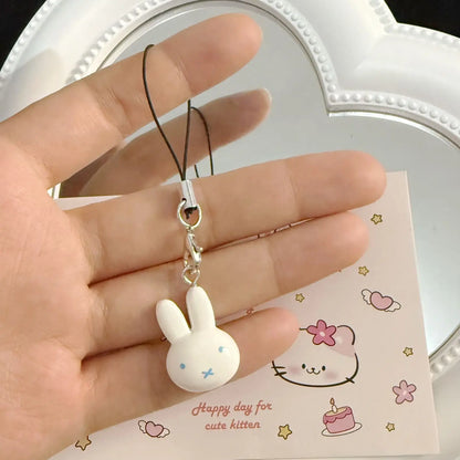 Kawaii Miffy Rabbit Keychain Cute Cartoon Soft and Adorable Girl Heart Cream Bell Cartoon Bag Decoration Best Friend Gift