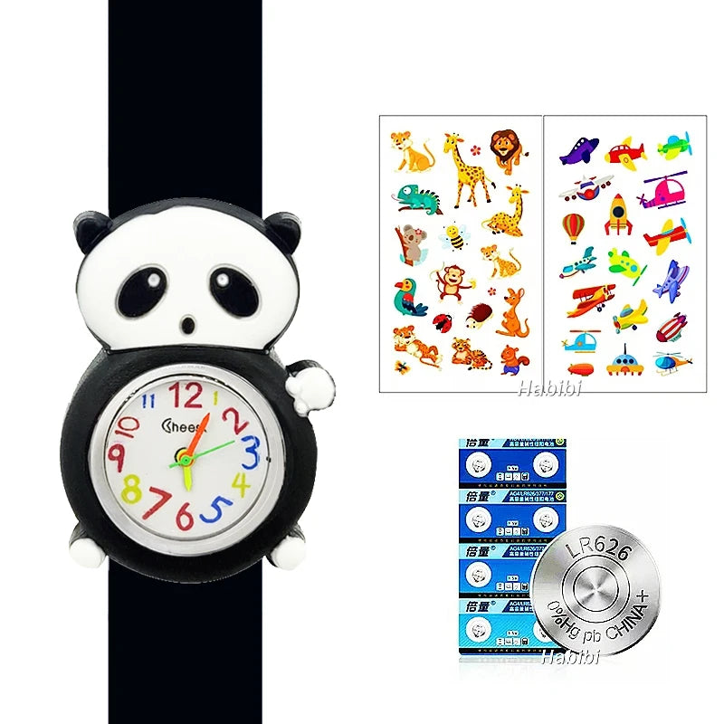Boys Girls Watches Baby Kindergarten Party Gift Children Study Time Toy Wristwatches Slap Bracelet Clock Cartoon Kids Watches 22