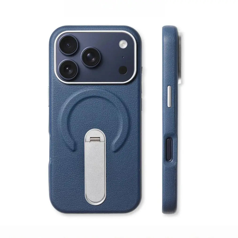 Magnetic Retro Leather Stand Holder Case For IPhone 17 16 15 14 13 18 Pro Max Wireless Charge Shockproof Armor Cover For Magsafe