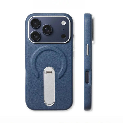 Magnetic Retro Leather Stand Holder Case For IPhone 17 16 15 14 13 18 Pro Max Wireless Charge Shockproof Armor Cover For Magsafe