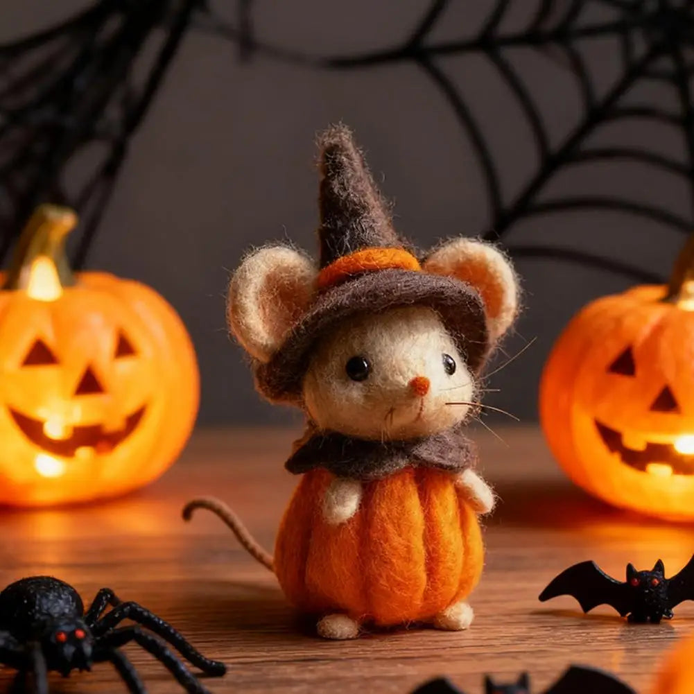 Wool Felt Pocket Handmade Diy Material Finished Product Set Halloween Cute Ghost Pumpkin Mouse Felt Finished Product