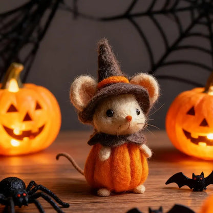 Wool Felt Pocket Handmade Diy Material Finished Product Set Halloween Cute Ghost Pumpkin Mouse Felt Finished Product