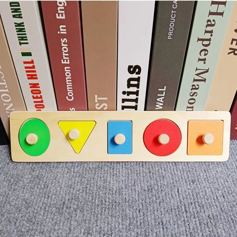 Montessori Toy Wooden Building Blocks Early Learning Educational Toys Color Shape Match Kids Puzzle Toys For Children Boys Girls