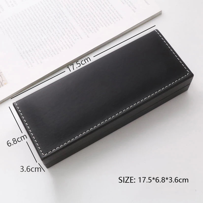 Luxury Fountain Pen Box Gifts PU Leather Business Office Pen Holder for Metal Ballpoint Pencil Case Writing Stationery Supplies