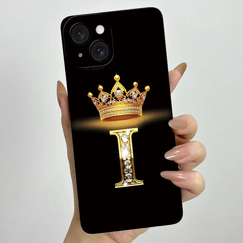 For Apple iPhone 15 Plus Case iPhone15 Pro Crown Letter Cover Soft Liquid Phone Case For iPhone 15 Pro Max iPhone15 Fundas Coque