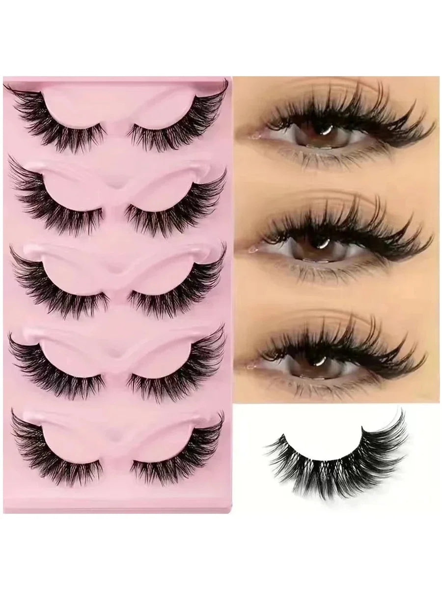 5 Pairs Volume Dramatic False Eyelashes Long Thick Wispy Eye Lashes for Stage Performance Party Cosplay Halloween Makeup