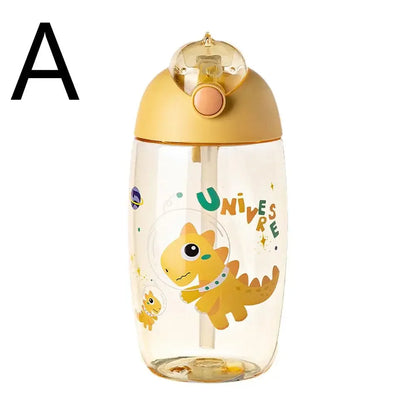 JIRO 600ML Children's Water Bottle For School Portable Cartoon Dinosaur Sippy Cup Creative Feeding Cup With Straws And Lids Drin